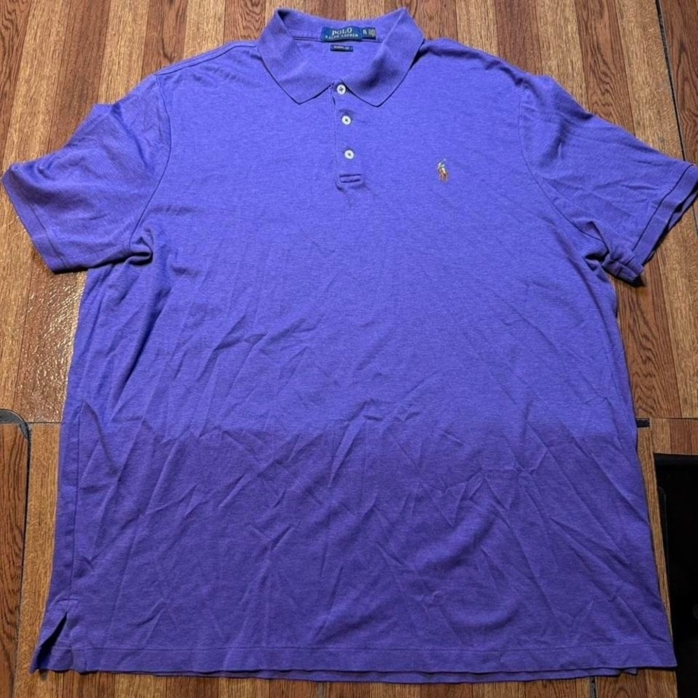 Polo Ralph Lauren Purple Classic Pony Golf Polo Button Dress Shirt Large